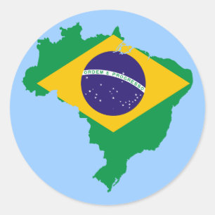 Adesivo Redondo mapa de bandeira do brasil