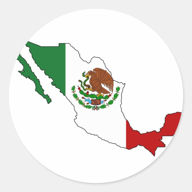 Adesivo Redondo Mapa de bandeira do México (Frente)