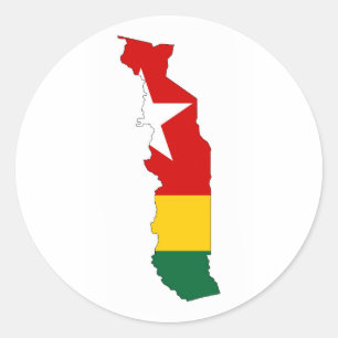 Adesivo Redondo mapa de bandeira do país togo
