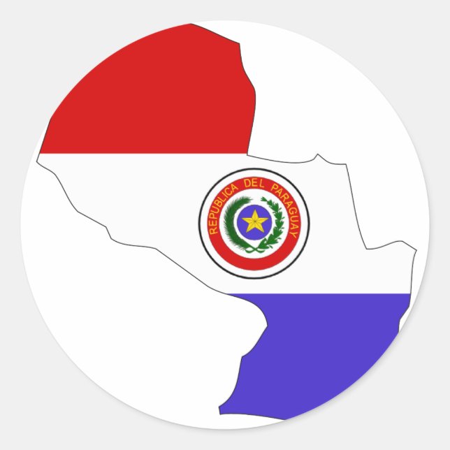 Adesivo Redondo Mapa de bandeira do Paraguai (Frente)