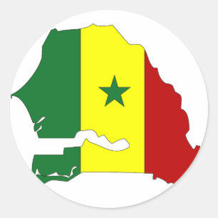 Adesivo Redondo Mapa de bandeira do Senegal