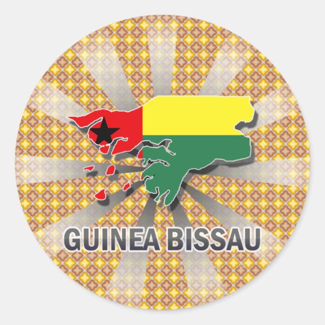 Adesivo Redondo Mapa de Bandeiras da Guiné-Bissau 2.0 (Frente)