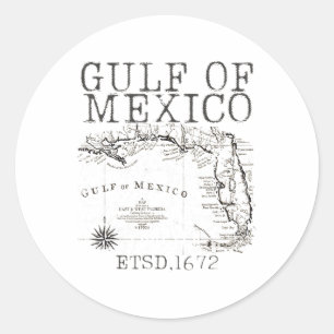 Adesivo Redondo Mapa De Bandeiras Do Golfo Do México, Funny Améric