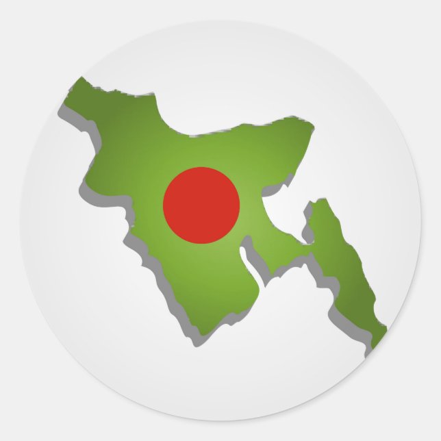 Adesivo Redondo Mapa de Bangladesh (Frente)