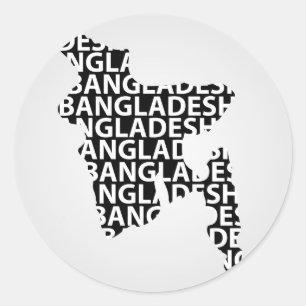 Adesivo Redondo Mapa de Bangladesh com texto para dentro