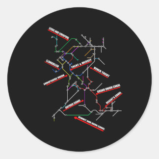Adesivo Redondo Mapa de Barcos do Canal Narrowboat