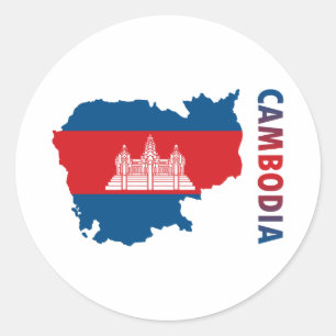 Adesivo Redondo Mapa de Cambodia