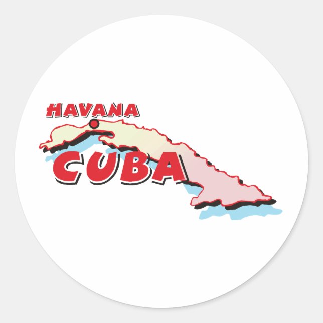 Adesivo Redondo Mapa de Cuba (Frente)