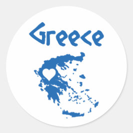 Adesivo Redondo Mapa de Grécias Azul e Branco