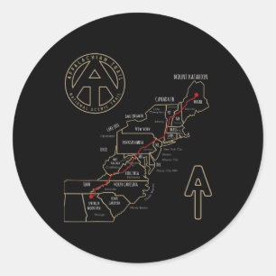 Adesivo Redondo Mapa de Hiking do Trilha Appalachian