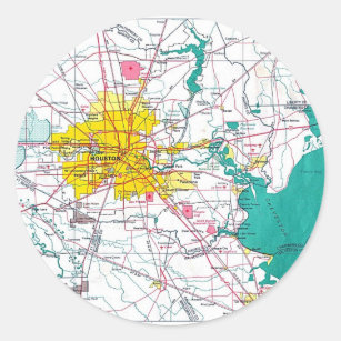 Adesivo Redondo Mapa de Houston