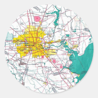 Adesivo Redondo Mapa de Houston