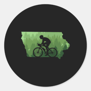 Adesivo Redondo Mapa De Iowa Ciclista De Montanha Bicicleta Mtb Ci