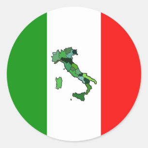 Adesivo Redondo Mapa de Italia e da bandeira italiana
