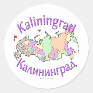 Adesivo Redondo Mapa de Kaliningrad Rússia