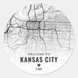 Adesivo Redondo Mapa de Kansas City | Boas-vindas