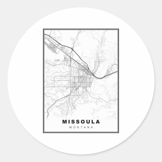 Adesivo Redondo Mapa de Missoula (Frente)