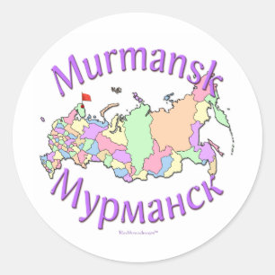 Adesivo Redondo Mapa de Murmansk Rússia