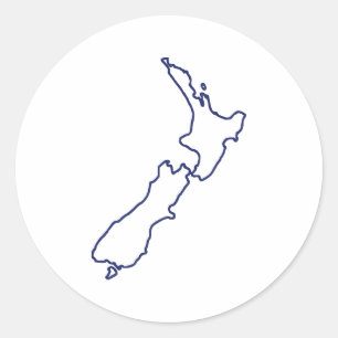 Adesivo Redondo Mapa de Nova Zelândia