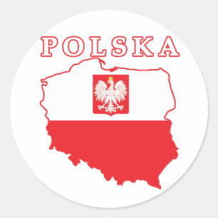 Adesivo Redondo Mapa de Polska com Eagle