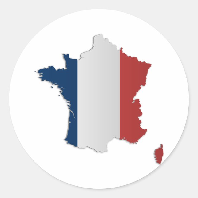 Adesivo Redondo Mapa de Sinalizador da França (Frente)