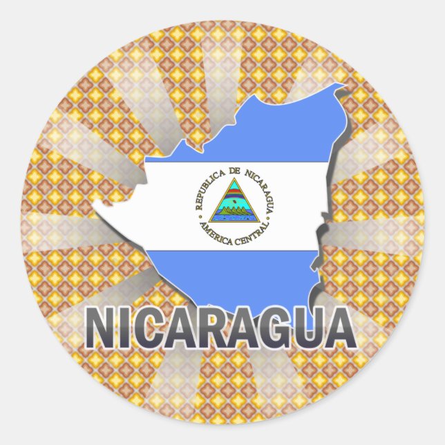 Adesivo Redondo Mapa de Sinalizador da Nicarágua 2.0 (Frente)