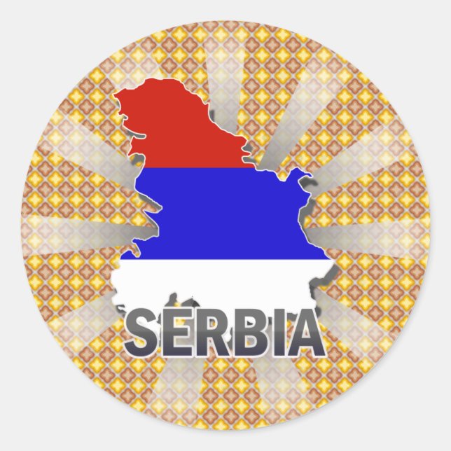 Adesivo Redondo Mapa de Sinalizador da Sérvia 2.0 (Frente)