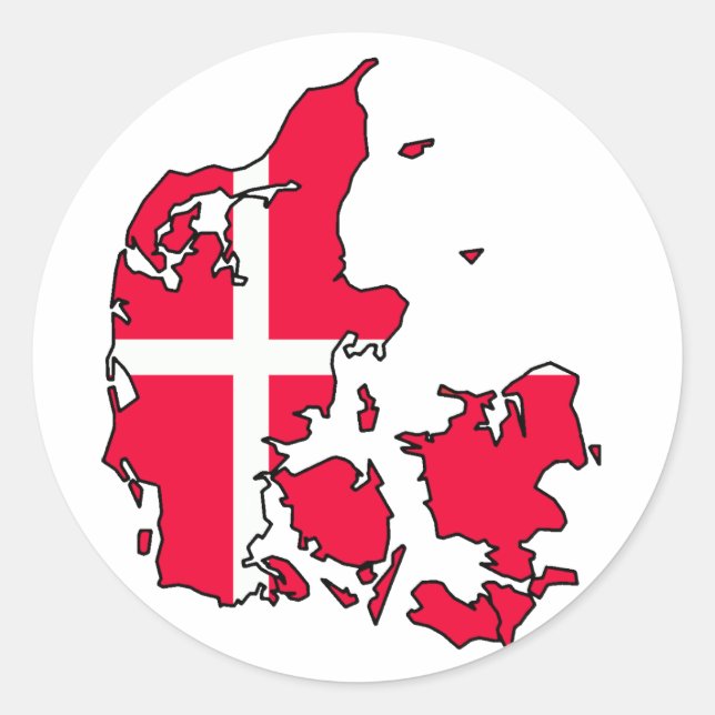 Adesivo Redondo mapa de sinalizador de denmark (Frente)