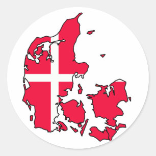 Adesivo Redondo mapa de sinalizador de denmark
