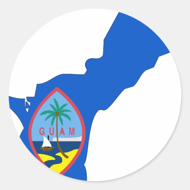 Adesivo Redondo Mapa de Sinalizador de Guam (Frente)