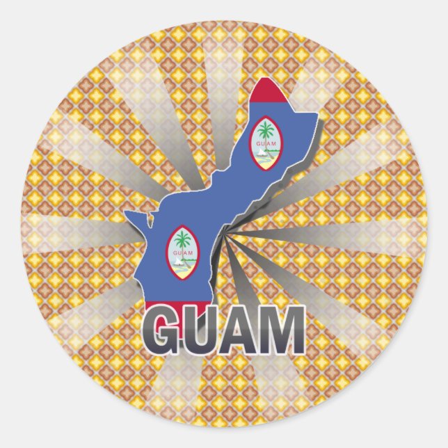 Adesivo Redondo Mapa de Sinalizador de Guam 2.0