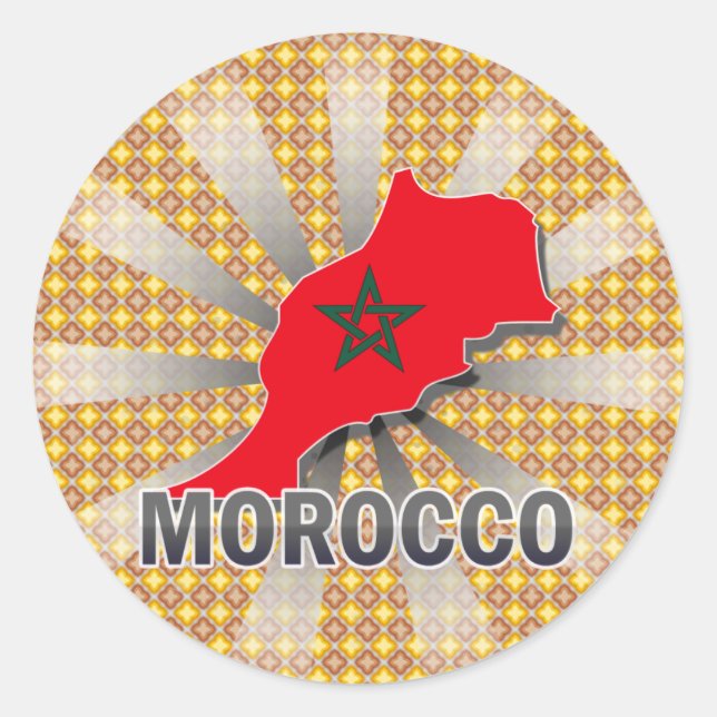 Adesivo Redondo Mapa de Sinalizador de Marrocos 2.0 (Frente)