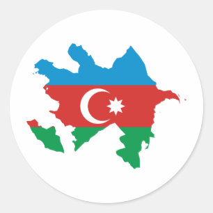 Adesivo Redondo Mapa de Sinalizador do Azerbaijão AZ