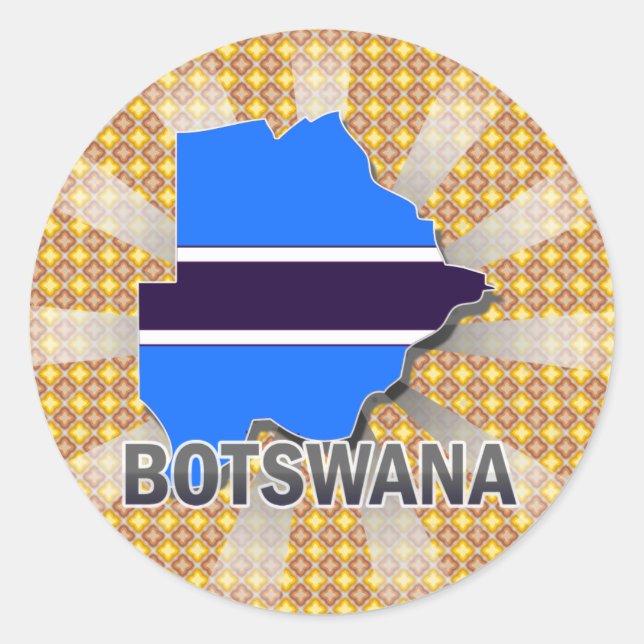 Adesivo Redondo Mapa de Sinalizador do Botsuana 2.0 (Frente)