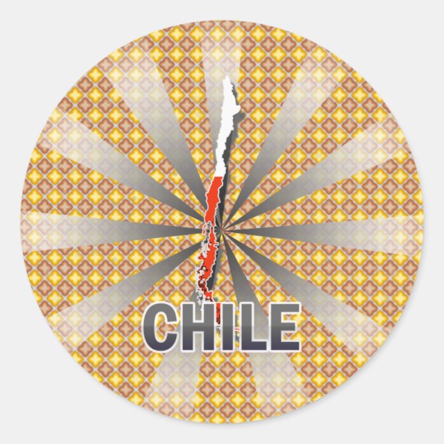 Adesivo Redondo Mapa de Sinalizador do Chile 2.0 (Frente)