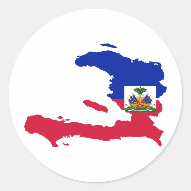 Adesivo Redondo Mapa de Sinalizador do Haiti HT (Frente)
