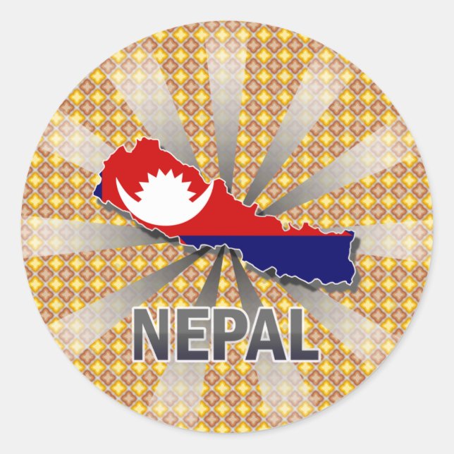 Adesivo Redondo Mapa de Sinalizador do Nepal 2.0 (Frente)