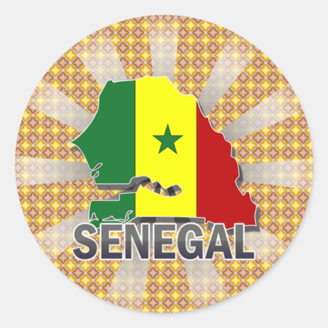Adesivo Redondo Mapa de Sinalizador do Senegal 2.0 (Frente)