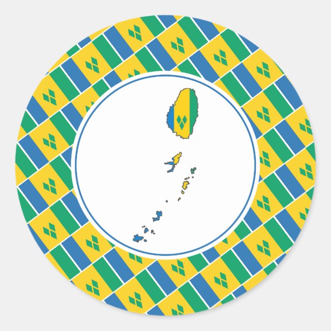 Adesivo Redondo Mapa de VINCENTES Na moda VINCULADA rua Vincentian (Frente)