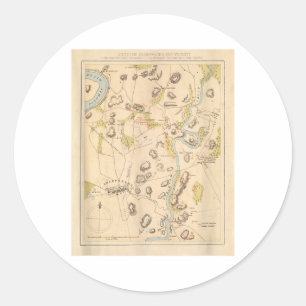 Adesivo Redondo Mapa de Vintage Antietam Battlefield (1864)