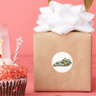 Adesivo Redondo Mapa de Vintage Louisville Lexington Kentucky