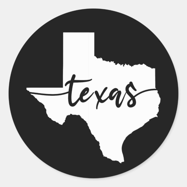 Adesivo Redondo Mapa do Estado do Texas EUA (Frente)