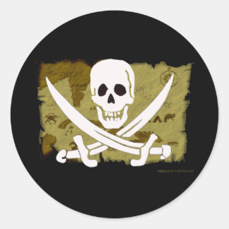 Adesivo Redondo Mapa do Jolly Roger #10