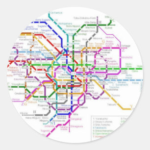 Adesivo Redondo Mapa do Metro de Tóquio