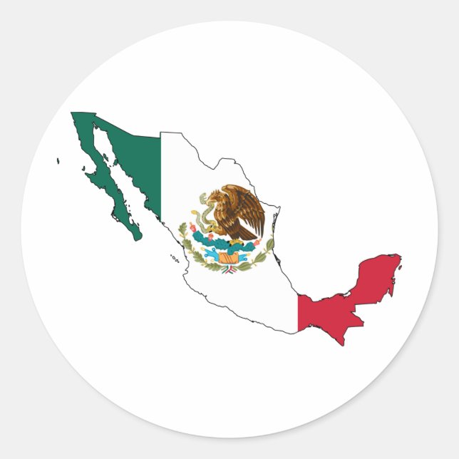 Adesivo Redondo mapa do méxico, la Bandera Nacional (Frente)
