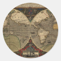 Mapa do mundo 1595 do vintage por Jodocus Hondius