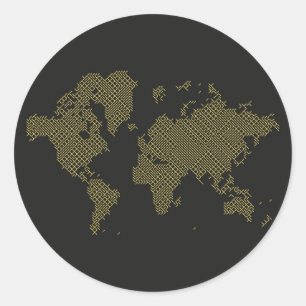 Adesivo Redondo Mapa do mundo digital