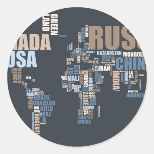 Adesivo Redondo Mapa do mundo nas palavras