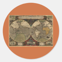 Mapa do Mundo Vintage em 1595 por Jodocus Hondius