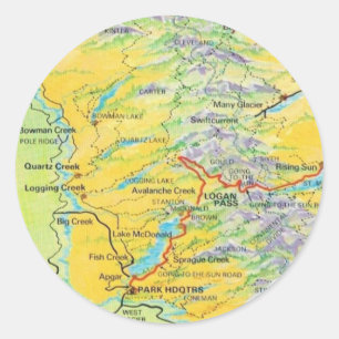 Adesivo Redondo Mapa do Parque Nacional Glaciar
